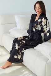 Халат женский шелковый AMELIA черная