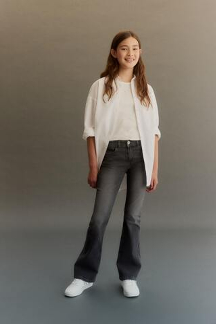 H&M Джинсы Flared Leg с заниженной талией, темно-серый