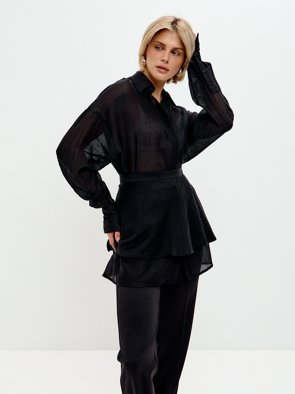 Черная блузка с баской Luna