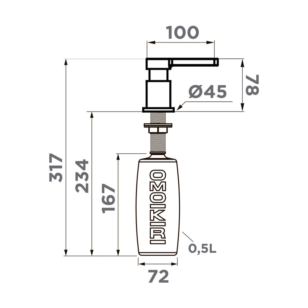 Дозатор Omoikiri OM-04 GB, цвет Графит