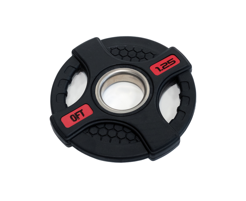 Диск олимпийский обрезиненный черный с двумя хватами 1,25 кг