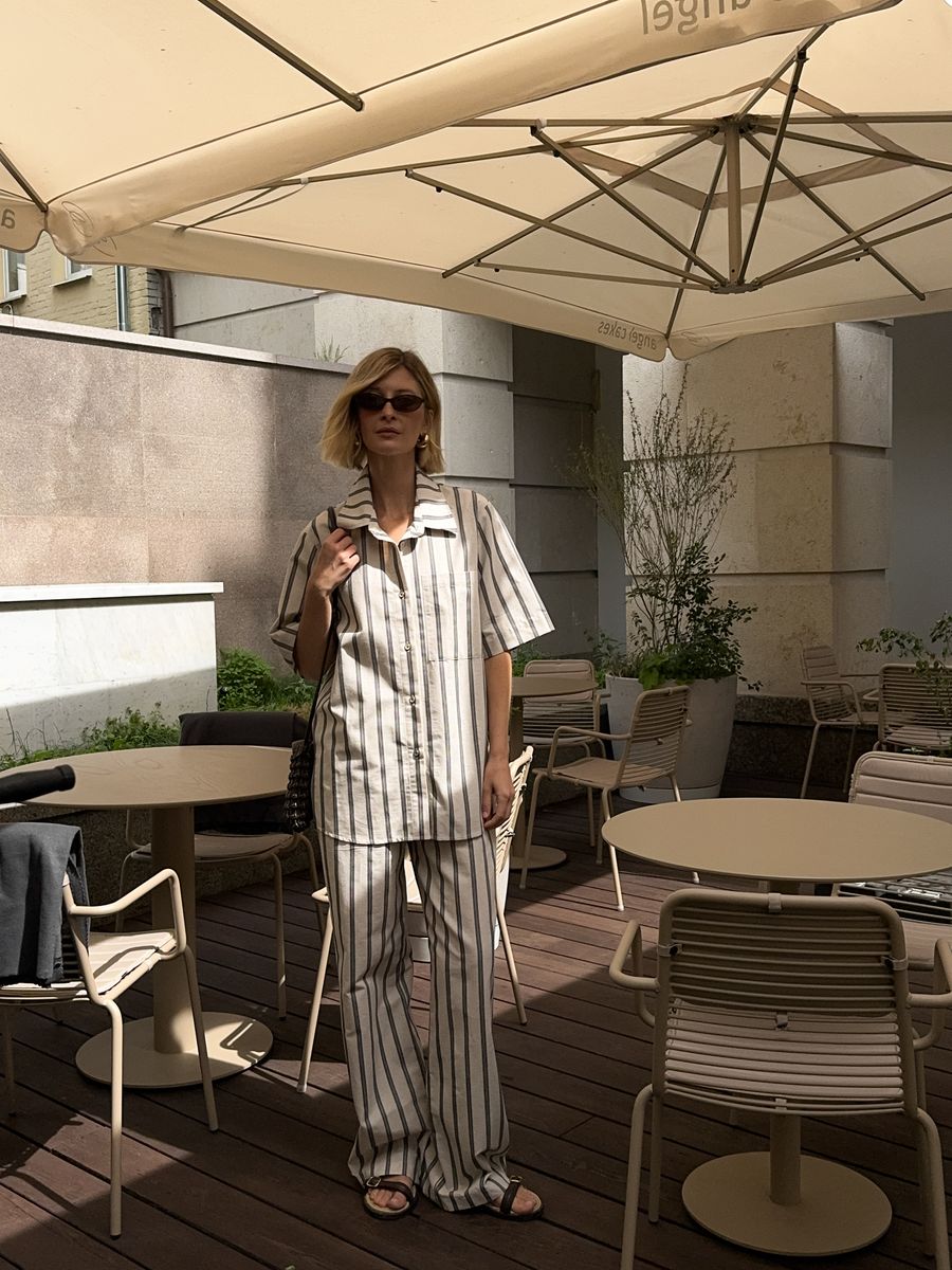 Рубашка изо льна в полоску