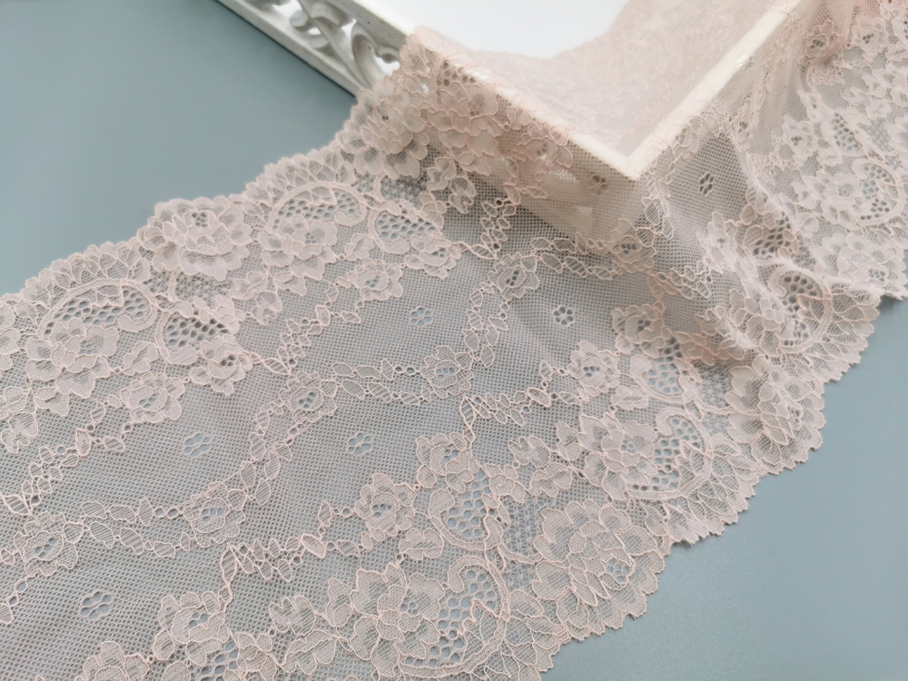 Эластичное кружево, лосось (персиковое), 22 см, (Арт: EK-2778), м