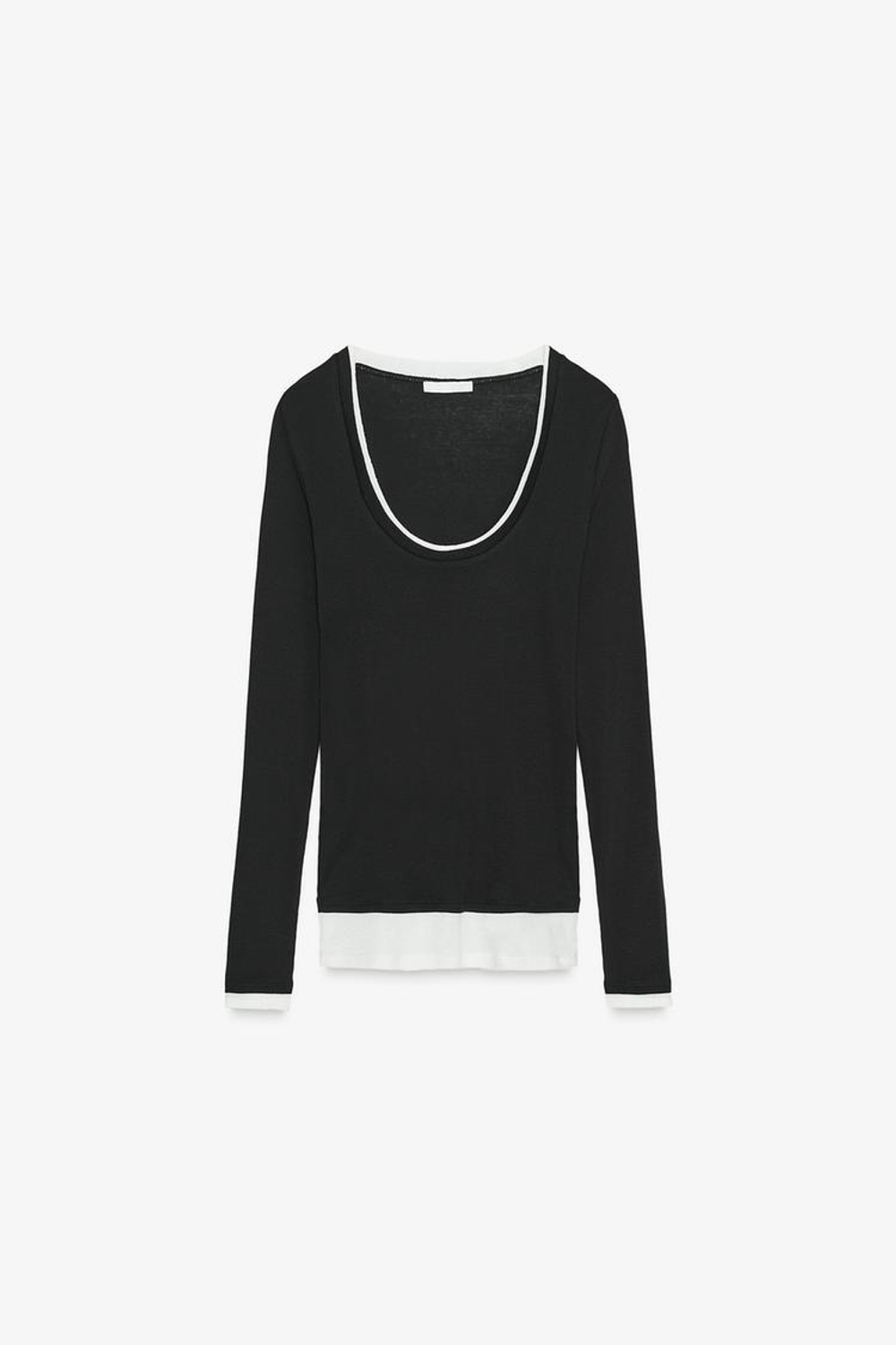 ZARA ФУТБОЛКА С КРУГЛЫМ ВЫРЕЗОМ, ЧЕРНЫЙ