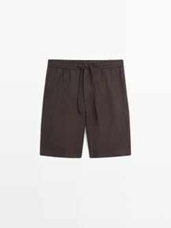 Massimo Dutti Короткие бермуды из 100% льна, коричневый