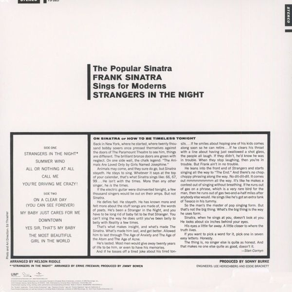 Виниловая пластинка Frank Sinatra Strangers In The Night