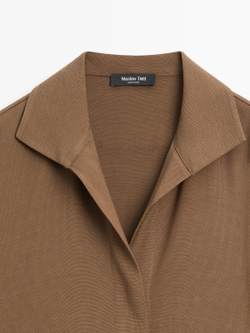 Massimo Dutti Рубашка свободного кроя со скрытыми пуговицами, коричневый