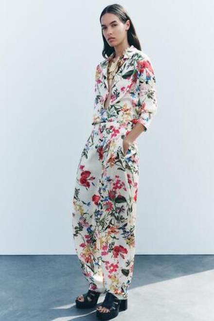 ZARA БРЮКИ ОБЪЕМНОГО КРОЯ ИЗ ТКАНИ С ПРИНТОМ — ZW COLLECTION, РАЗНОЦВЕТНЫЙ
