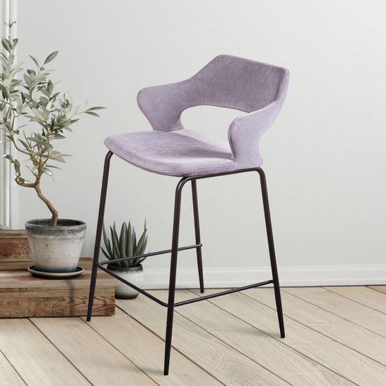 Стул полубарный Woddy, бархат серый