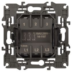 Выключатель ЭРА Elegance 14-1107-16 тройной, 10АХ-250В, титан