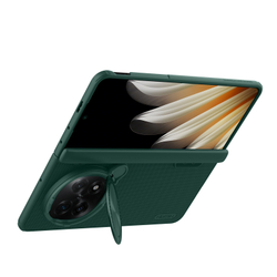 Чехол усиленный зеленого цвета (Dark Green) с откидной защитной крышкой для камеры на OPPO Find N5 от Nillkin, серия Super Frosted Shield Prop