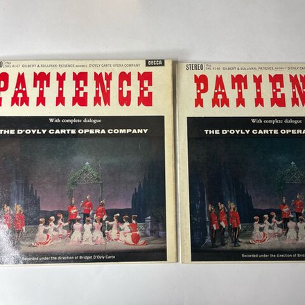 Винтажная виниловая пластинка LP Gilbert and Sullivan, The D'Oyly Carte Opera Company Опера Patience Терпение (With Complete Dialogue) (Англия 1961)