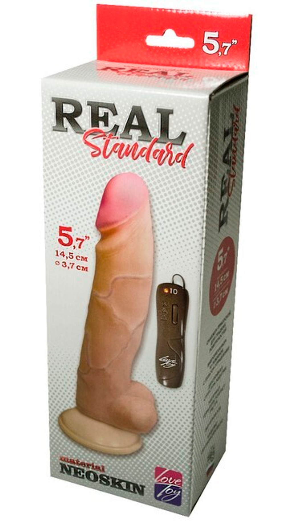 Вибратор-реалистик с выносным пультом с мошонкой Real Standard ( 19 см ) (Цвет: телесный)