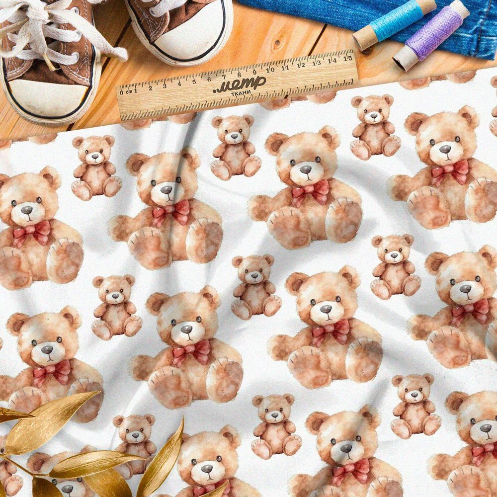 Ткань премиум таффета игрушечные медведи с бантами