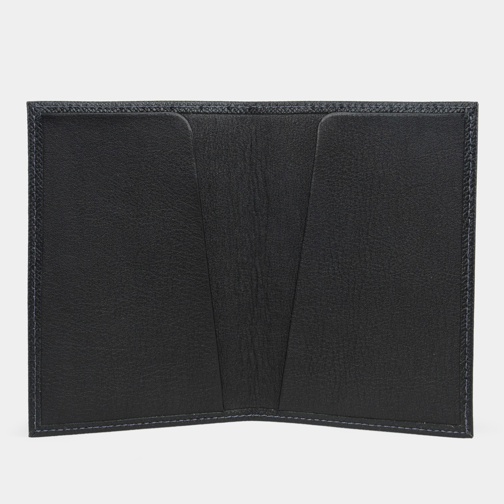 Кожаная обложка для паспорта, сафьяно цвета черный