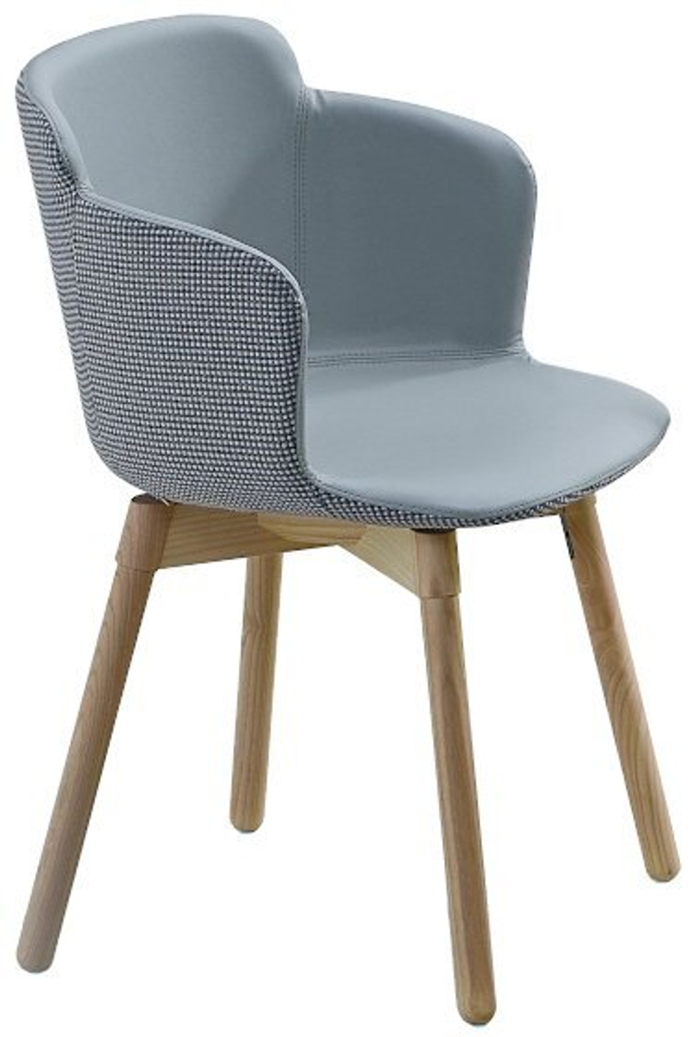 Кресло деревянное с обивкой MIDJ Calla P L_C TS, натуральный, пепельно-серый