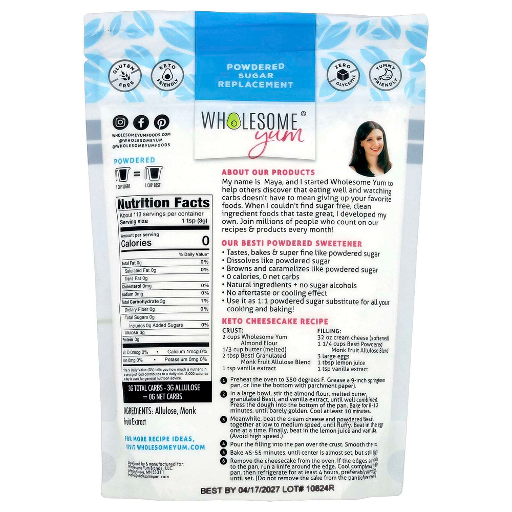 Wholesome Yum, Besti, заменитель сахара, смесь аллулозы из плодов архата, 340 г (12 унций)
