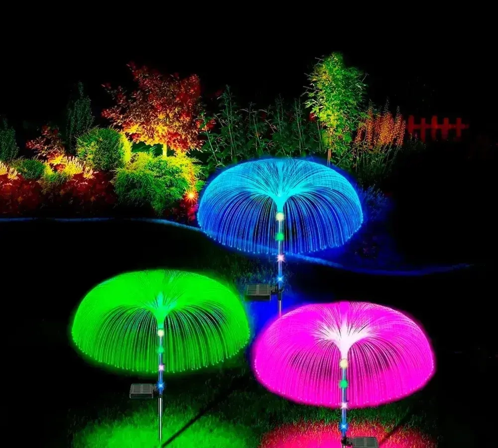 Светильник на солнечной батарее "МЕДУЗА" со светящейся ножкой / Садовый фонарь уличный разноцветный / 2 штуки