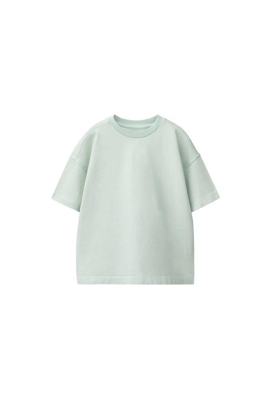ZARA ОДНОТОННАЯ ФУТБОЛКА, ЛИНЯЛЫЙ ЗЕЛЕНЫЙ