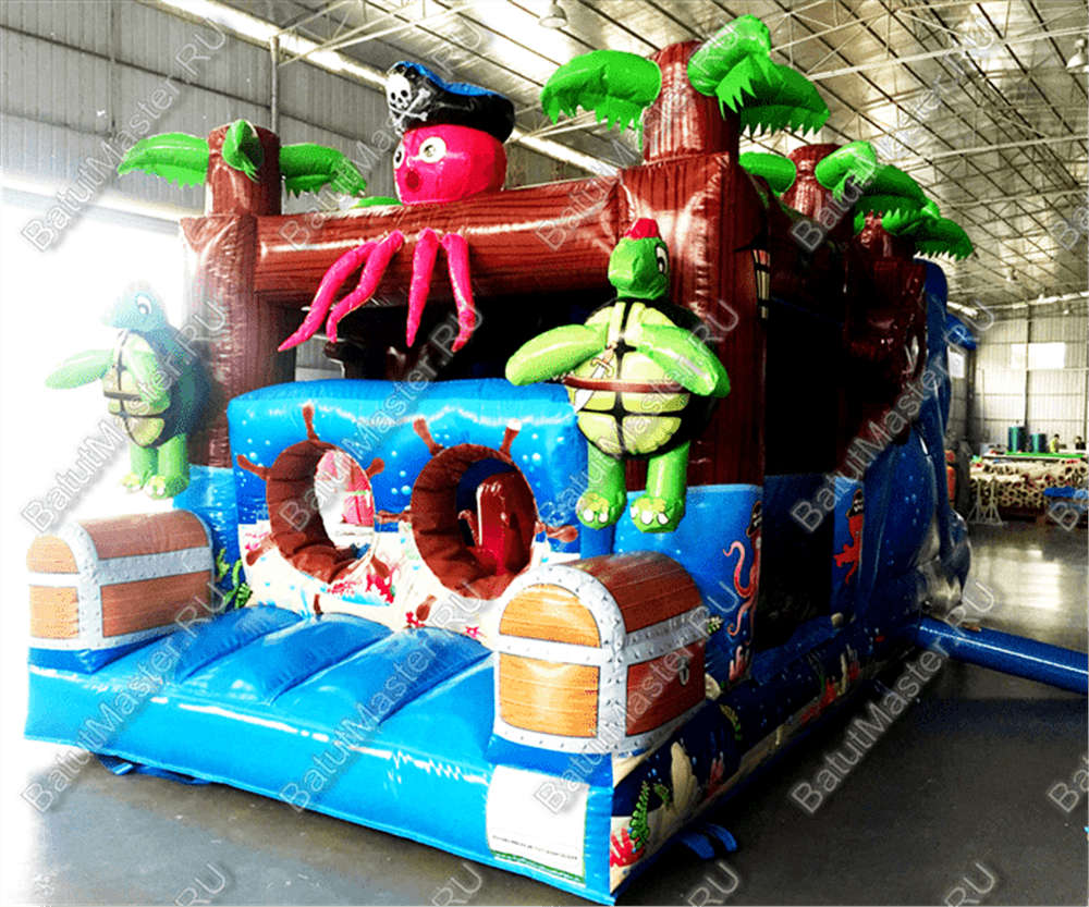 Коммерческий надувной батут "Пират-осьминог"