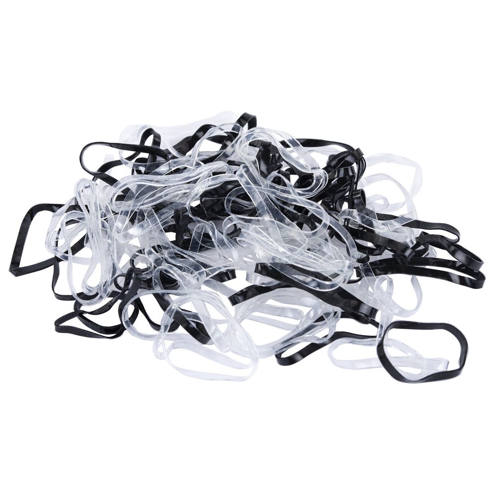 Резинки для волос НАБОР 250 шт., силиконовые, большие, чёрный, прозрачный, MONTE VITA, 457066