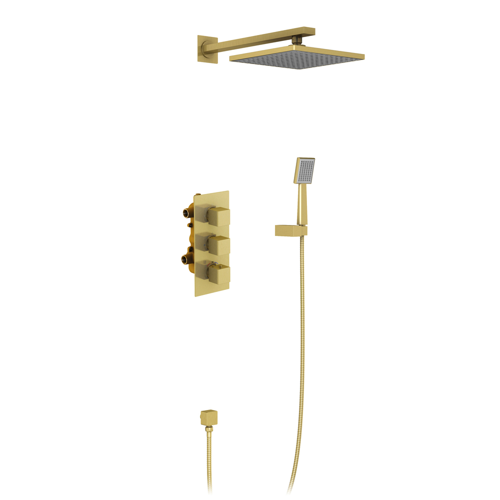 Душевая система встроенная с термостатом Tetra-Thermo SX-0179/17SM Золото матовое