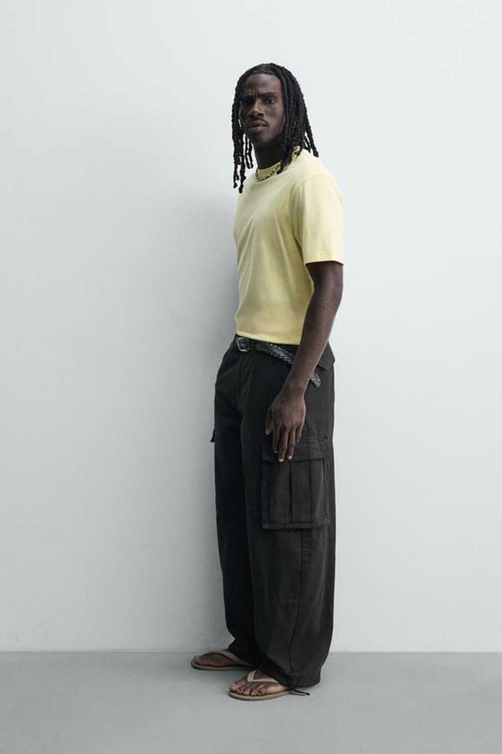 ZARA БРЮКИ КАРГО BALLOON FIT, ЧЕРНЫЙ