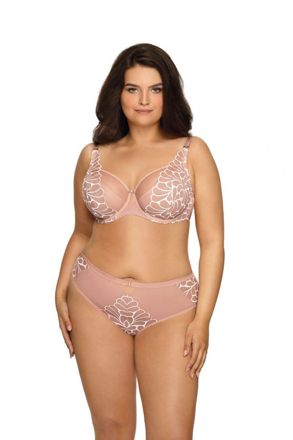 Бюстгальтер на косточках с мягкой чашкой и молочной контрастной отделкой (Размер: 65F) (Цвет: бежевый)