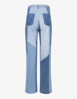 Прямые джинсы пэчворк, голубые