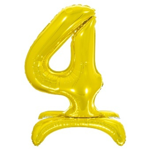 Цифра фольга №4 Золото на подставке воздух 81см