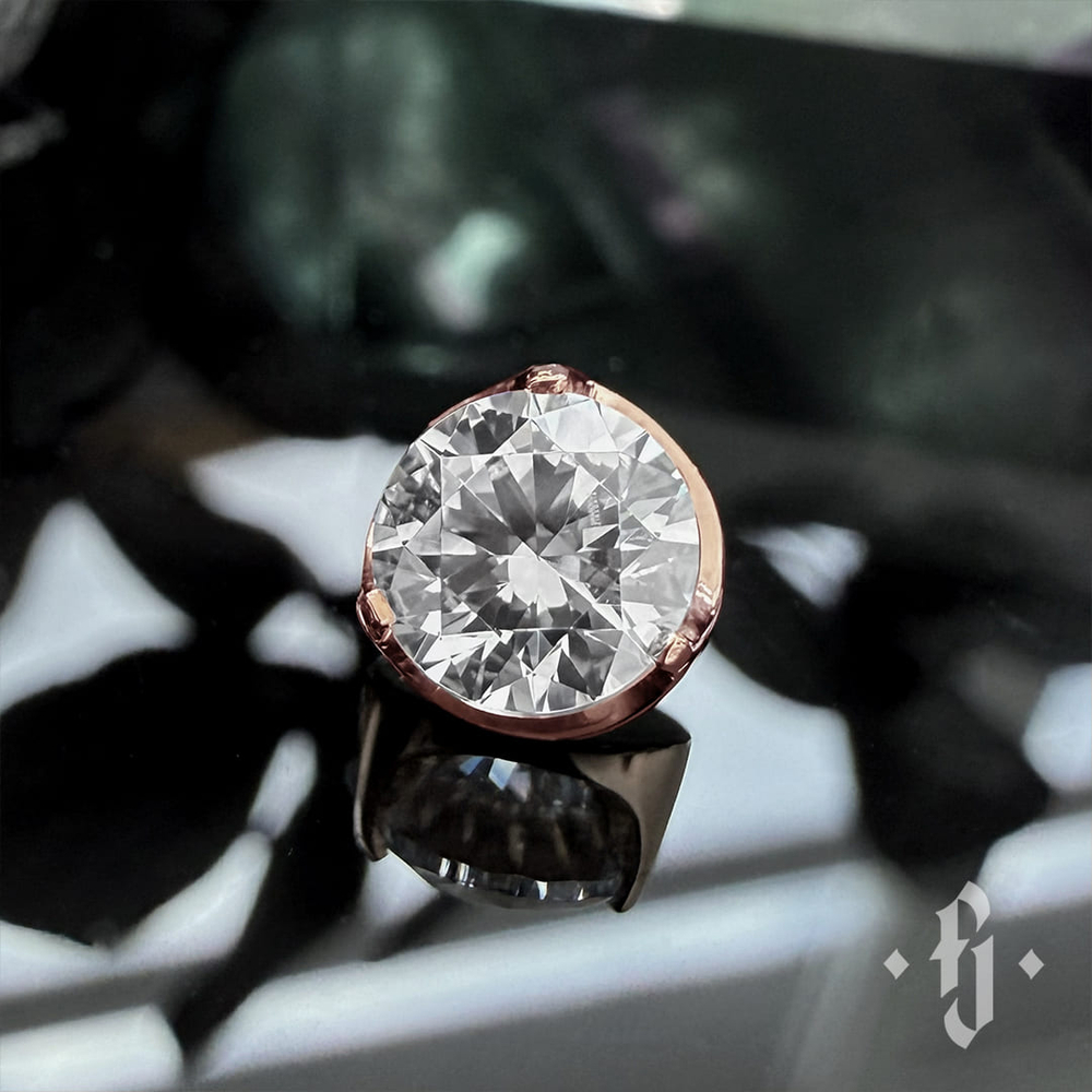 Накрутка "Cubic Flat" - Розовое золото - White CZ