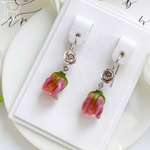 LEFIREL' Серьги серебряные женские "Иви" с цветами из муранского стекла / ювелирные украшения из родированного серебра 925