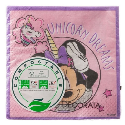Распродажа Салфетка ЭКО Минни Единорог 33см 20шт/P
