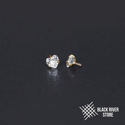 Cubic Zirconia Heart Crystal PVD Yellow