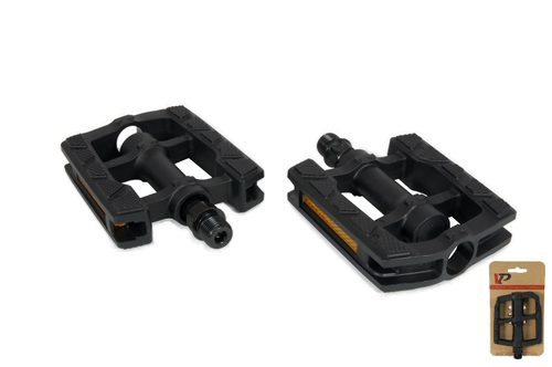Педали VP CITY пластиковые, 104 x 82 мм, резьба 9/16", полимерные подшипники, черные(50)