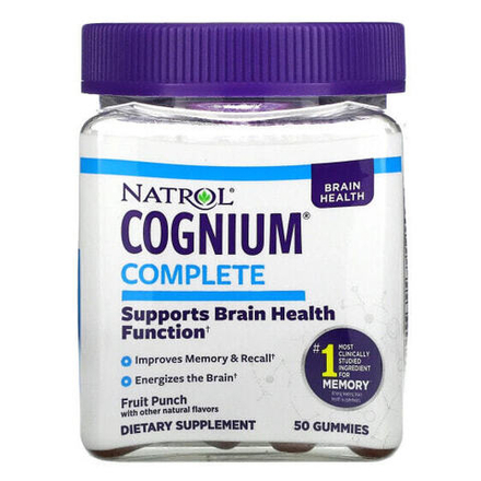 Улучшение памяти и работы мозга Natrol, Cognium Complete, фруктовый пунш, 50 жевательных таблеток