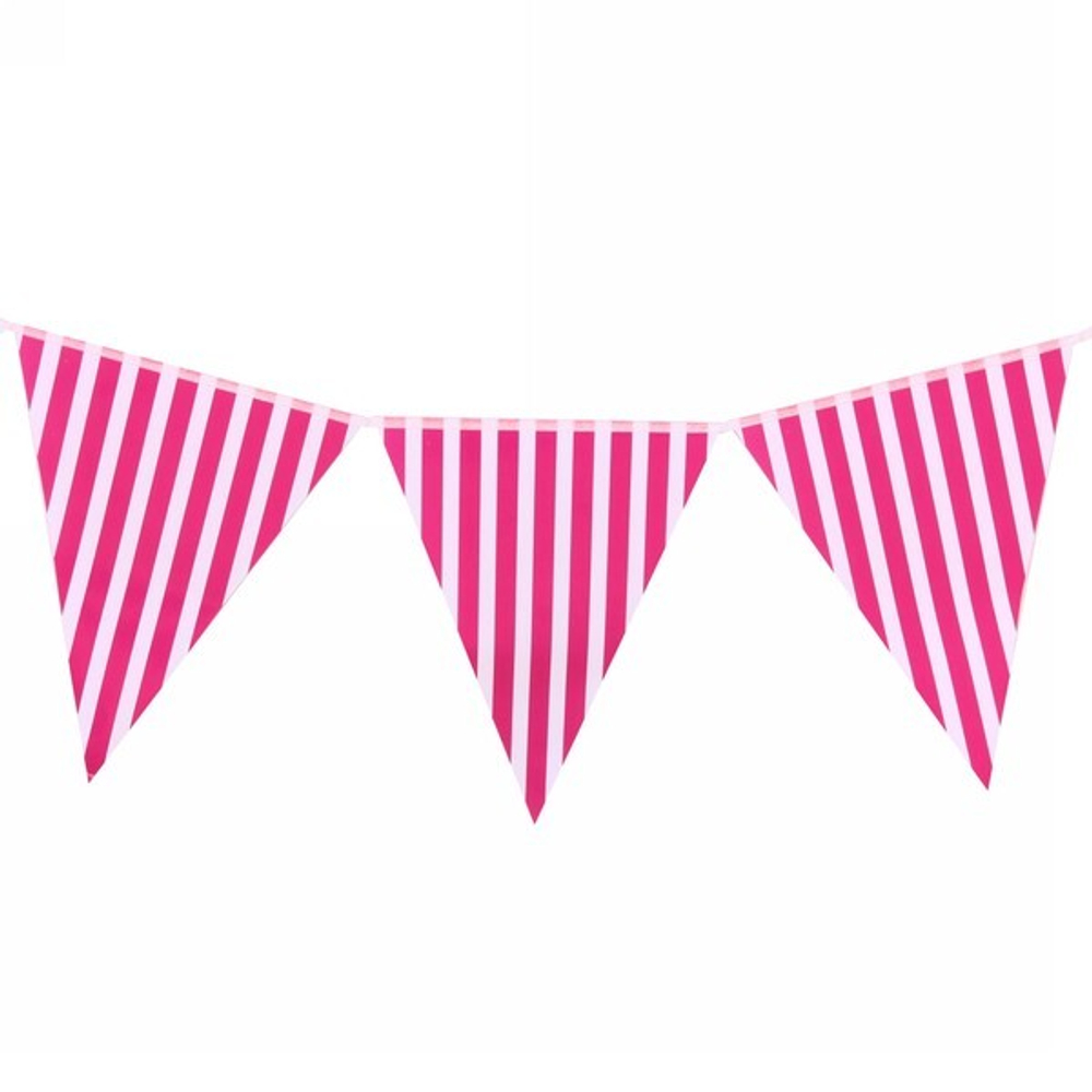 Растяжка 2,5м 10 флажков h29см «Розовые полоски»