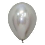 Шар (12"/30 см) Reflex, Зеркальный блеск, Серебро (981), хром 12 шт.