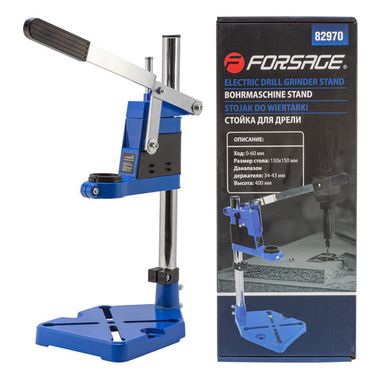 Стойка для дрели (высота: 400мм, ход: 0-60мм, размер стола: 150х150мм,диапазон держателя: 34-43мм) Forsage F-82970