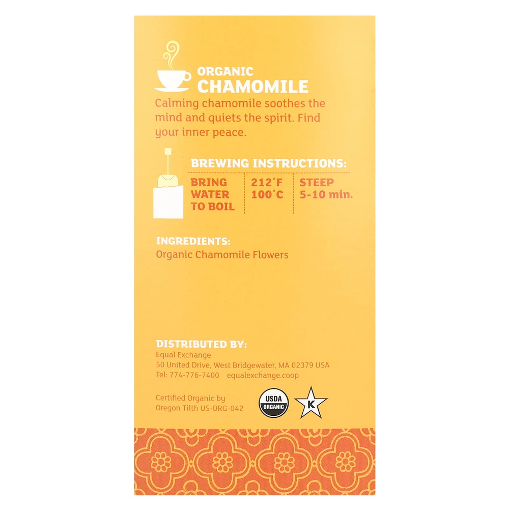 Equal Exchange, Органический травяной чай с ромашкой, без кофеина, 20 чайных пакетиков, 24 г (0,85 унции)