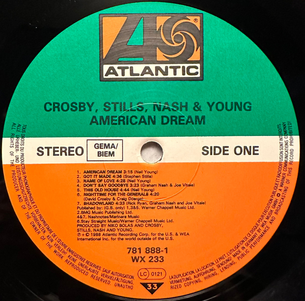 Crosby, Stills, Nash & Young - American Dream (Германия 1988г.)