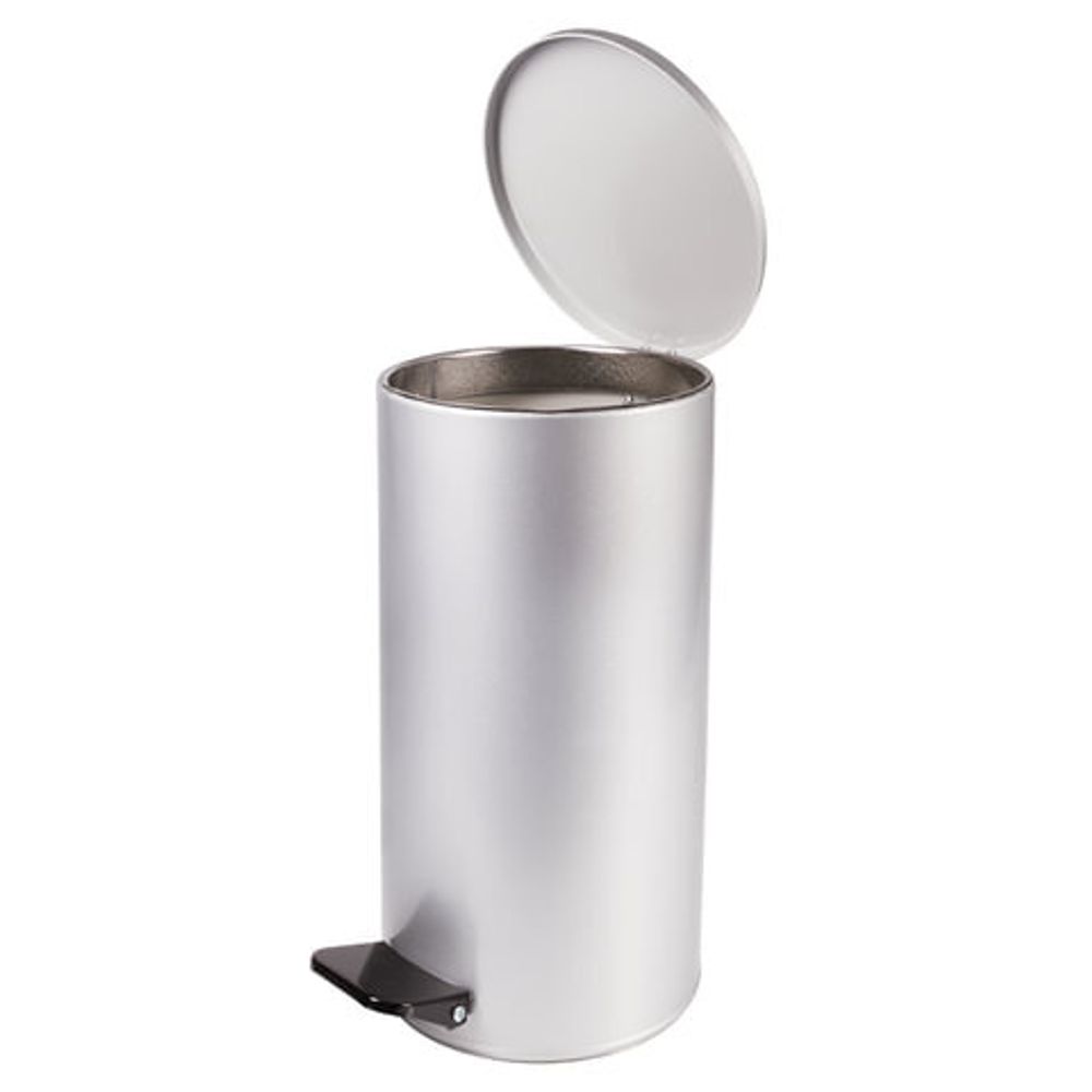 Урна для мусора с педалью 40 литров, УСИЛЕННОЕ, серая, оцинкованная сталь, ТИТАН