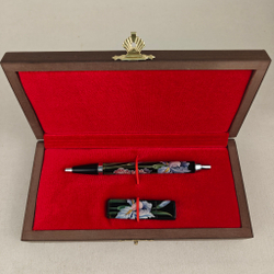 Набор "Ирисы" флешка и ручка Parker с ручной росписью Палех в футляре