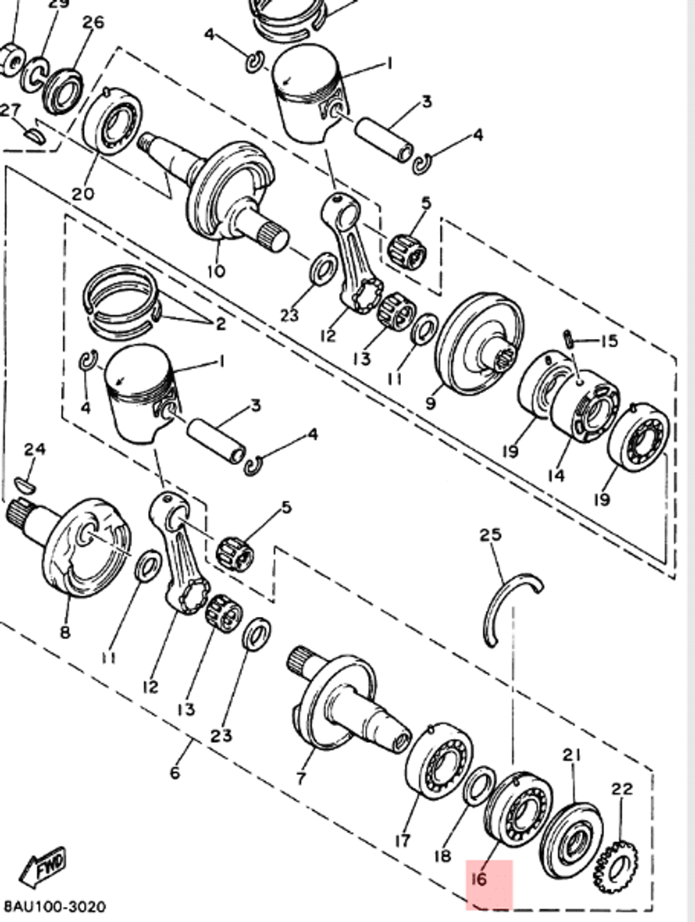 Подшипник коленвала для снегоходов Yamaha VK540 933063062700