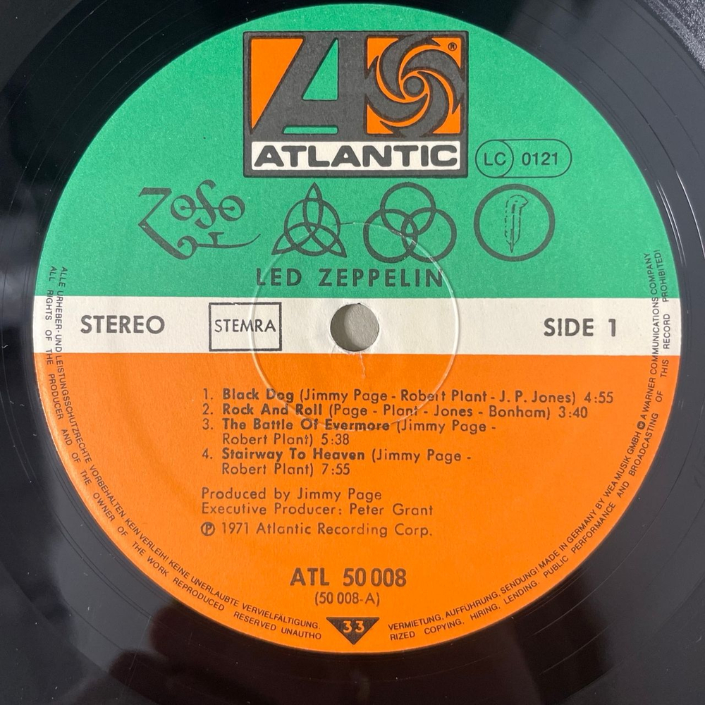 Винтажная виниловая пластинка LP Led Zeppelin IV (Германия 1976)