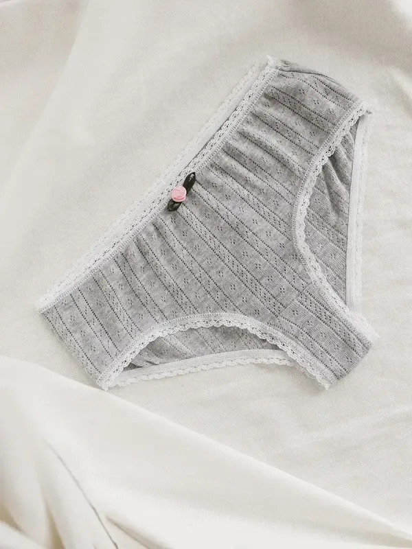 детские серые трусики из ажурной рибаны для девочек Божья Коровка