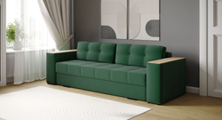 Диван раскладной Виконт, изумруд/мдф дуб канадский