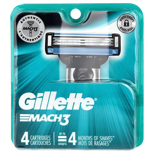 Gillette, Сменные кассеты Mach3, 4 шт.