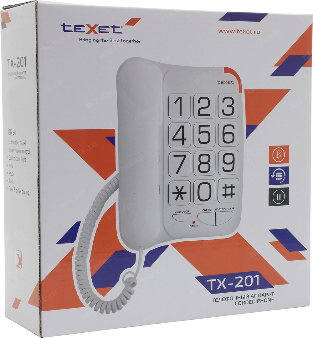 Проводной телефон Texet TX-201