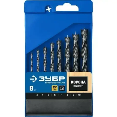 Набор сверл спиральных по дереву (8 шт; 3-10 мм; М-образная заточка) Зубр 29421-H8_z01